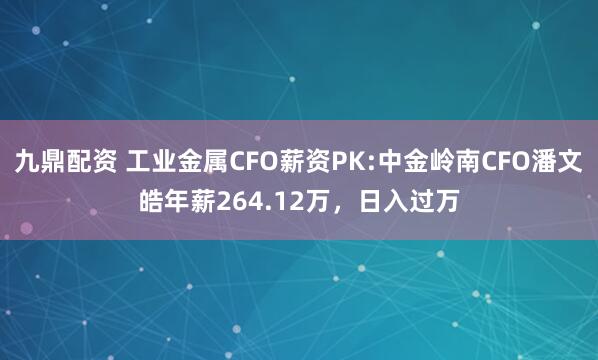 九鼎配资 工业金属CFO薪资PK:中金岭南CFO潘文皓年薪264.12万，日入过万